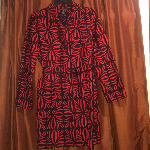❤️Long button down cardigan jacket L red black - Picture 2 of 8